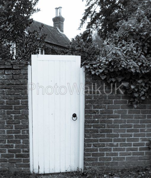 White Garden Gate Leading to an English cottage - Photo Walk UK