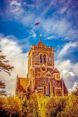 Dramatic English church against blue sky - Photo Walk UK